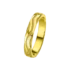 Alianza matrimonio oro amarillo textura ondas pulida perfil media caña de 3.5 mm de ancho y 1.3 mm de grosor.