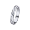 Alianza matrimonio oro blanco textura ondas pulida perfil media caña de 3.5 mm de ancho y 1.3 mm de grosor.