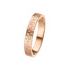 Alianza matrimonio oro rosa textura martele pulida perfil plano de 3.5 mm de ancho y 1.3 mm de grosor.