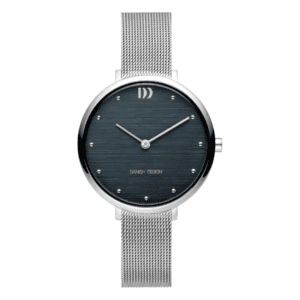 Reloj Danish Design Q1218IV69 para mujer con esfera efecto corteza, caja pulida y correa de malla metálica inspirada en la naturaleza