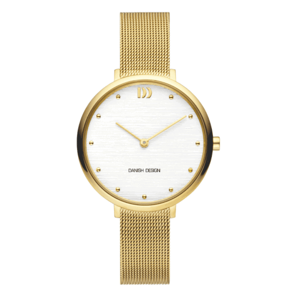 Reloj Danish Design Q1218IV05 para mujer con esfera corteza, correa de malla metálica y caja pulida, inspirado en la naturaleza
