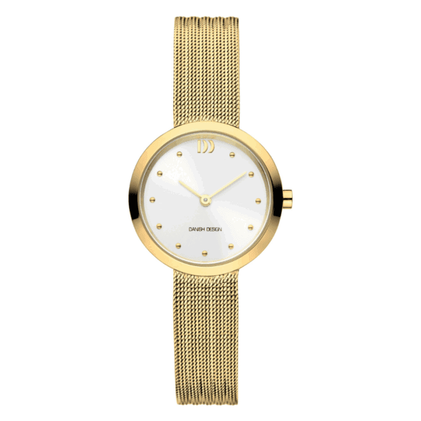 Reloj Danish Design Q1210IV05 para mujer con correa de malla, caja de titanio y esfera plateada efecto rayos de sol
