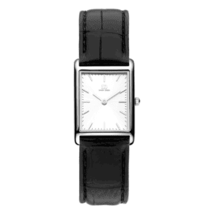 Reloj Danish Design Q1298IV12 Marie Silver Leather rectangular para mujer con correa de piel negra