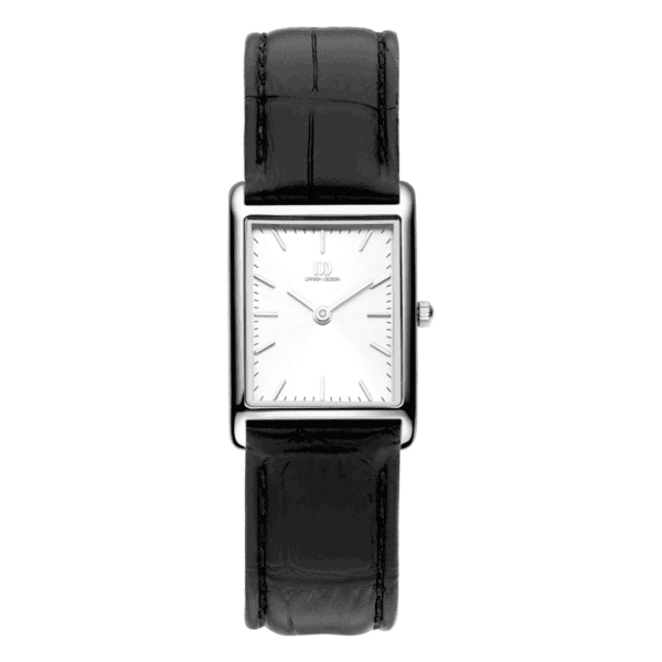Reloj Danish Design Q1298IV12 Marie Silver Leather rectangular para mujer con correa de piel negra